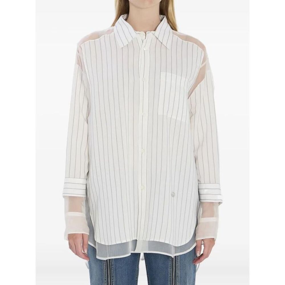JEAN PAUL GAULTIER Sheer Panel Striped Shirt Women WHITE Shirts